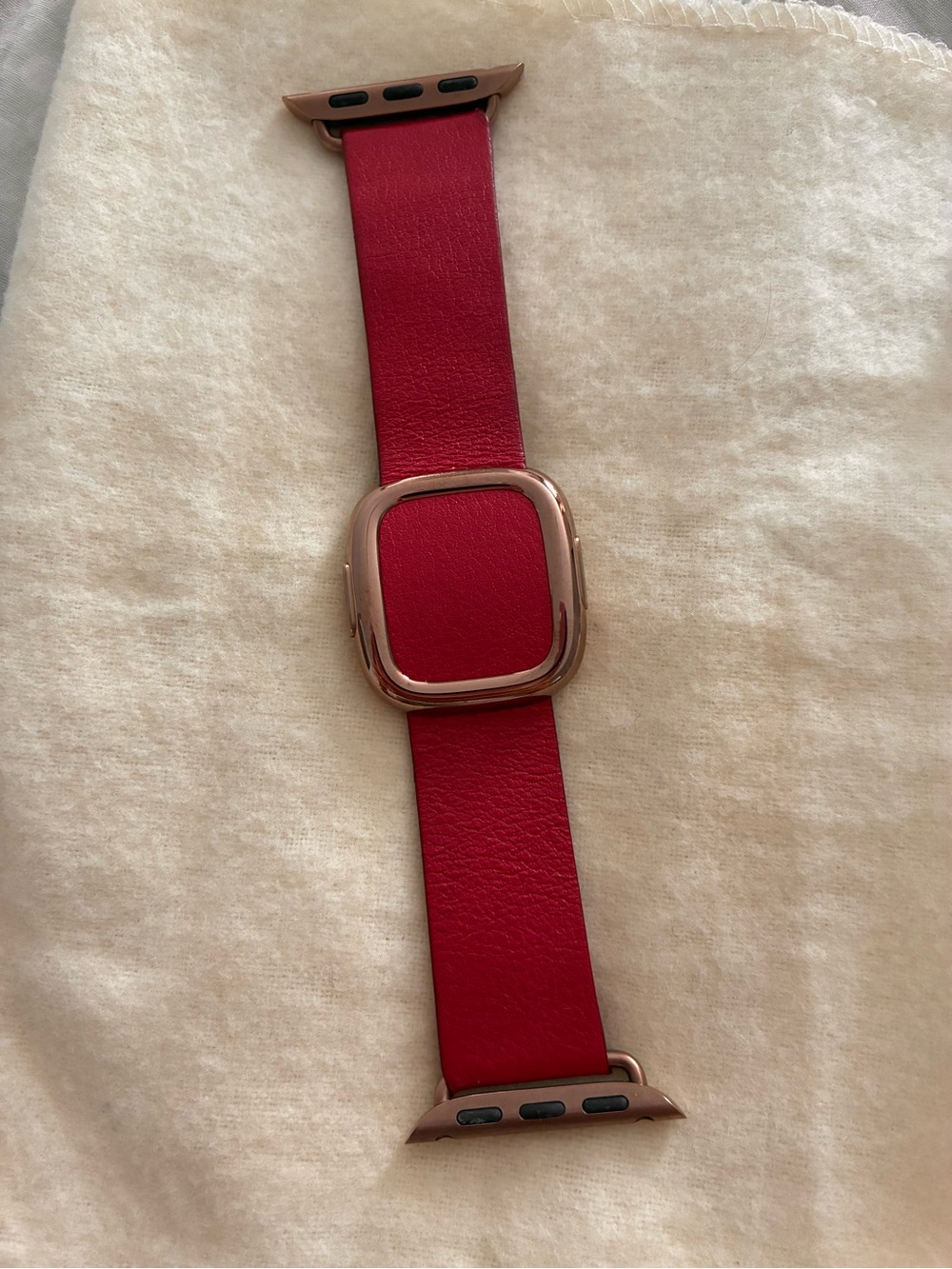 Pink Leather Apple Watch Band with Rose Gold Hardware